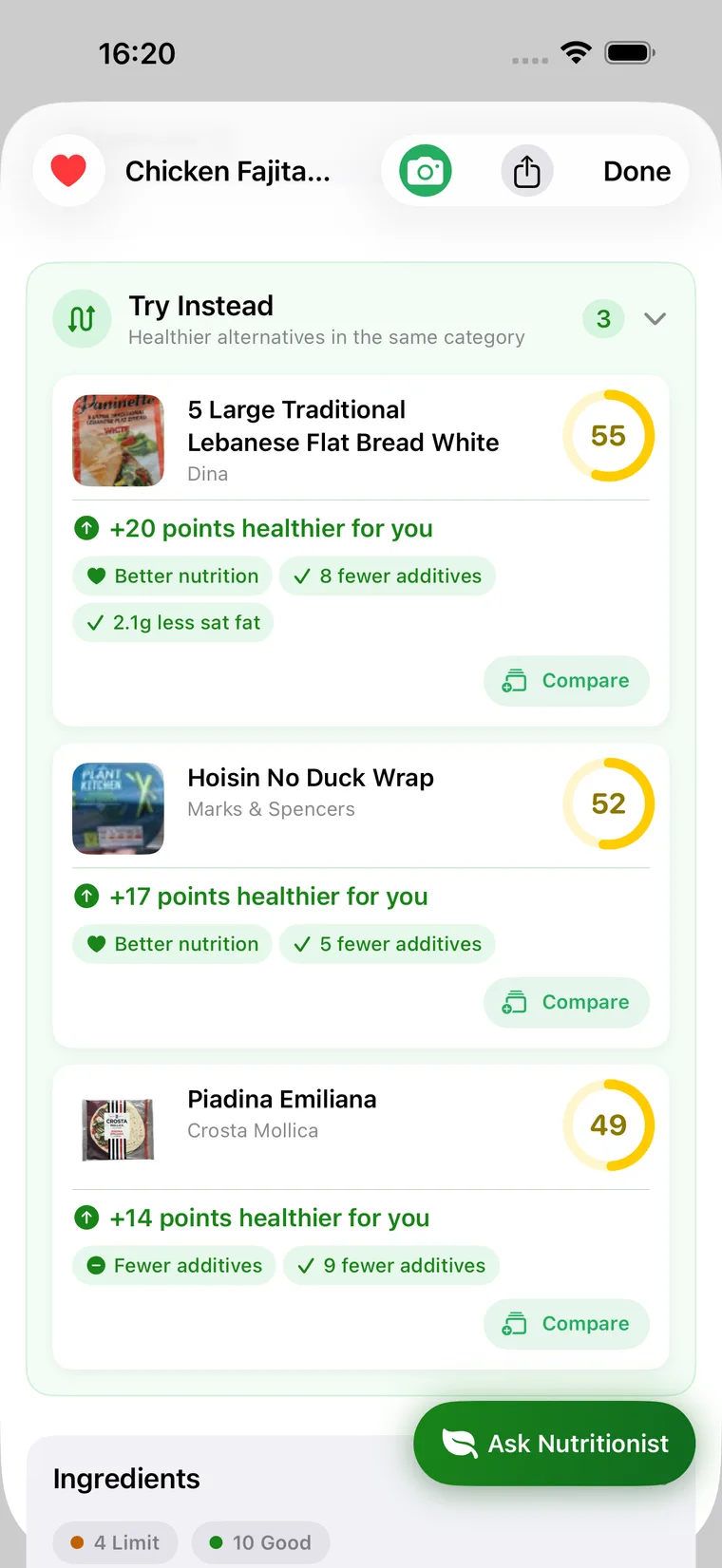 Cull's Try Instead suggestions: three healthier UK alternatives to a ready meal, up to 20 points healthier with fewer additives